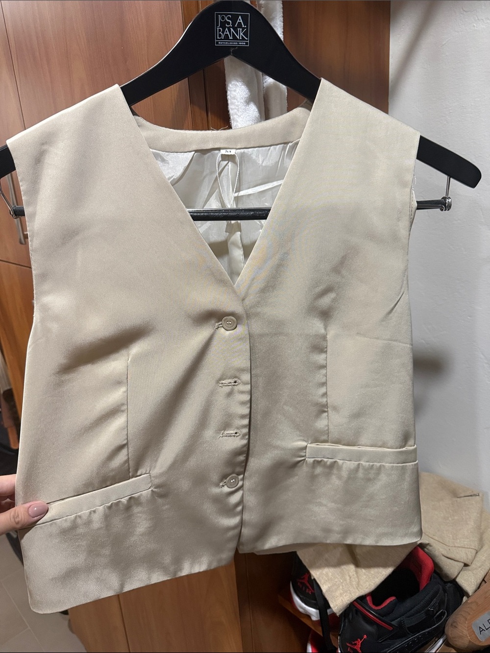 Jos. A. Bank Women's Cream Button-Front Vest